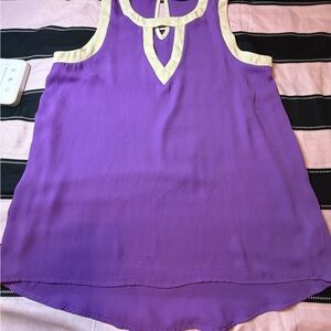 Metaphor Purple Tank with Cream Trim